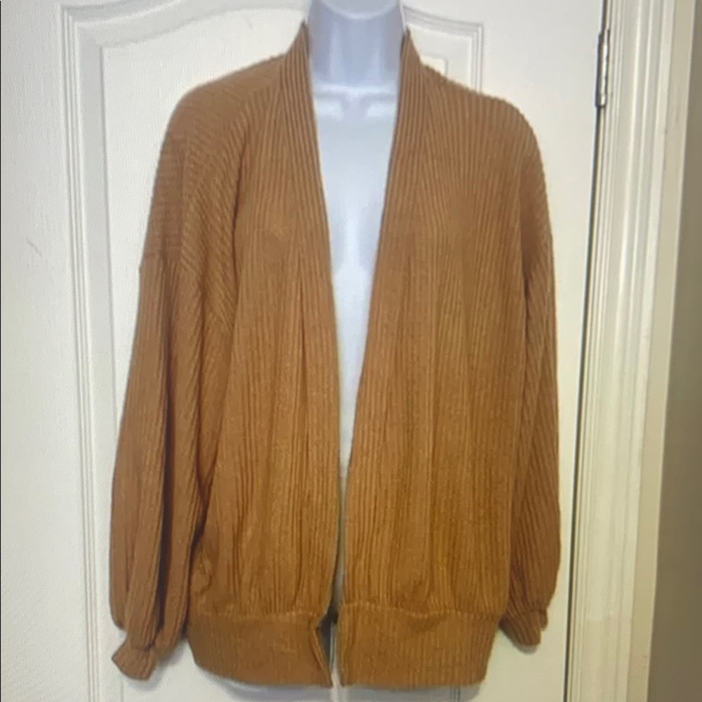 Lush Tan Open-Front Sweater